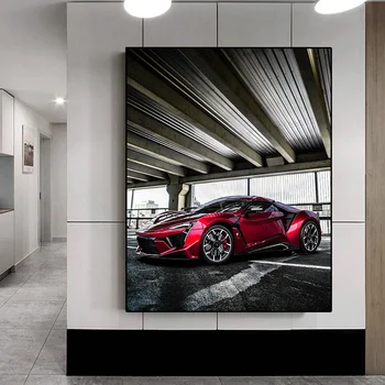 Современные крутые плакаты со спортивными автомобилями, напечатанные на холсте в формате HD, рисунки на стене красного автомобиля для украшения дома в гостиной (без рамки)