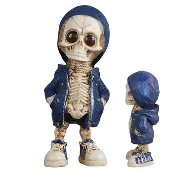 Статуэтка черепа для Хэллоуина, статуэтка скелета на Хэллоуин, кукла, статуэтка с черепом, ручная работа, домашний декор, коллекционный