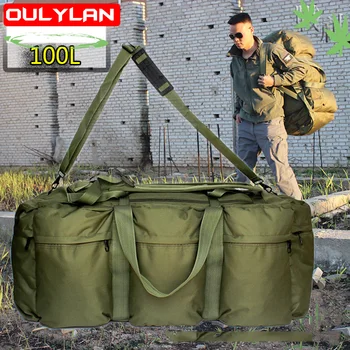 Сумка для багажа большой емкости 100 л, мужской военно-тактический рюкзак для путешествий, сумка для палатки на открытом воздухе, водонепроницаемые Большие сумки через плечо