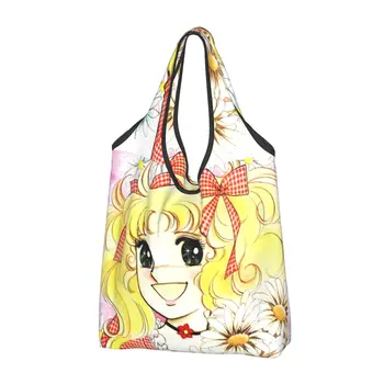 Сумки для покупок Candice White Candy, складные продуктовые эко-сумки, сумки для переработки в японском аниме, моющиеся сумки