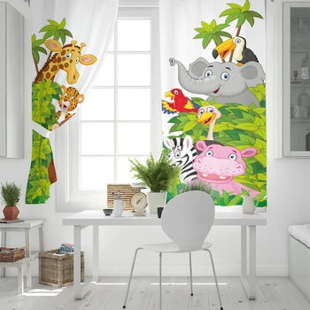 Тюлевая занавеска в детском стиле из полиэстера, аккуратный вид и мультяшная занавеска для кухни или детской комнаты