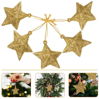 Украшения для Рождественской елки с блестящими звездами: 24 шт., подвесные украшения со звездами, подвесные украшения для рождественской елки