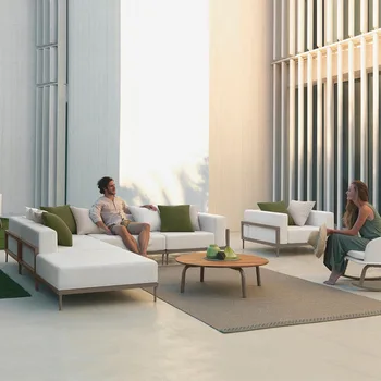 Уличный диван из ткани из алюминиевого сплава, сочетание гостиной в скандинавском стиле, вилла для отдыха, балкон, солнечная комната, уличная мебель во дворе