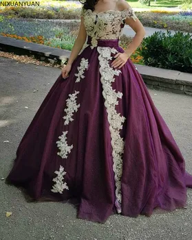 Фиолетовое вечернее платье Турция, бальное платье с открытыми плечами, платье для выпускного вечера 2023, кружевное вечернее платье большого размера, вечернее платье Vestido Noite