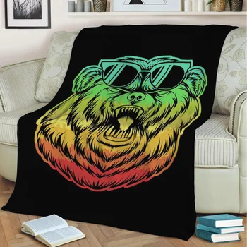 Фланелевое одеяло с медведем с 3D принтом Согревает Диван Детское одеяло Домашний декор Текстиль Семейный подарок мечты