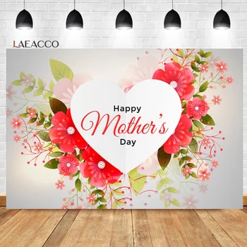 Фотофоны Laeacco с Днем матери, Милые Сердечки, Красный цветок, мама, Леди, Женщина, художник, фон для портретной фотографии