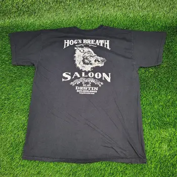 Футболка Hogs-Breath-Saloon Hog, крупная выцветшая черная двусторонняя футболка с длинными рукавами