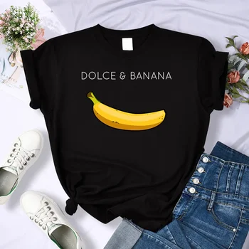 Футболки Dolce Banana с аниме-принтом, женские креативные дышащие футболки, Модные рубашки с круглым вырезом, Мультяшные брендовые женские топы