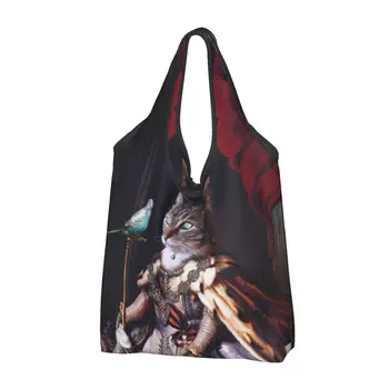 Хозяйственная сумка в стиле королевских художественных плакатов Многоразовые Продуктовые сумки Большой емкости Собака Кошка Лошадь Армейские сумки для переработки животных Сумка