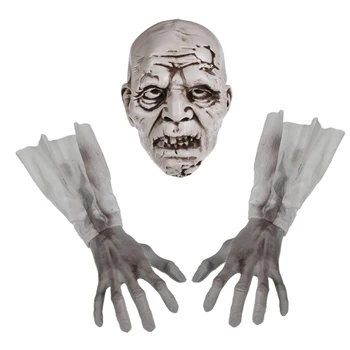 Хэллоуин Зомби Лицо и руки Газонные колья для Хэллоуина Декор на кладбище Наружные украшения для Хэллоуина Реалистичная кость