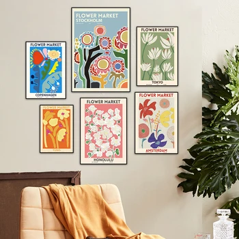 Цветочные плакаты и принты Матисса в скандинавском стиле в стиле ретро Абстрактный пейзаж Настенное искусство Холст Картины для домашнего декора гостиной