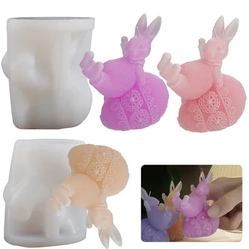 Цветочный шар Кролик Силиконовая форма для свечей DIY Изготовление гипсовой смолы Ароматическое мыло Формы для выпечки шоколада Домашний декор
