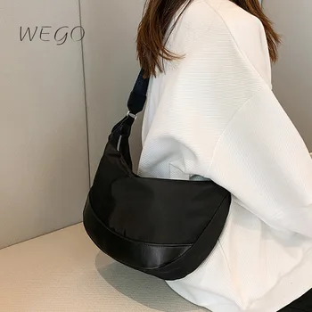 Черная высококачественная сумка на молнии через плечо большой вместимости, модная сумка для пельменей через плечо
