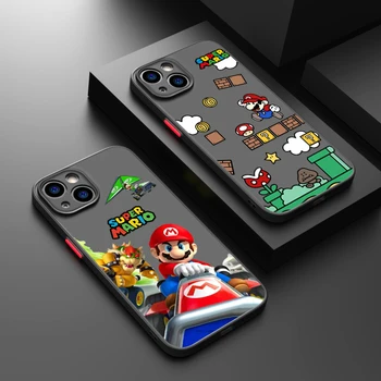 Чехол для телефона Super Mario Games для iPhone 15 14 13 12 11 Pro Max mini XS Max XR X8 Plus SE, матовый полупрозрачный чехол