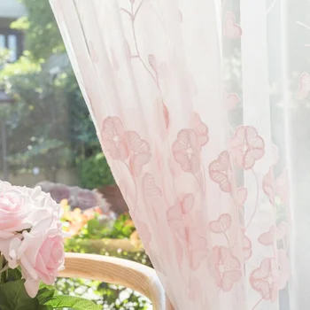 Шторы в стиле принцессы, ширмы, розовые оттенки, плавающие окна, ширма на полу в спальне, вышитые корейские шторы