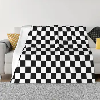 Эстетичная белая и черная шахматная доска для детей, одеяло для дивана, зимнее покрывало для кровати для детей