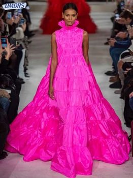 Ярко-розовые вечерние платья трапециевидной формы, простое многоуровневое платье для невесты, классическое свадебное платье в пол, Vestido De Novia
